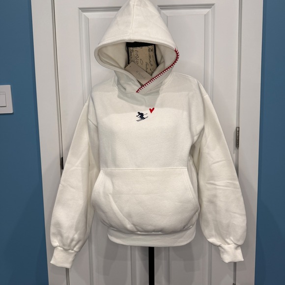 Altar'd State AS Revival Cream Apres Ski Embroidered Hoodie Whipstitch Size XXS - Picture 4 of 11